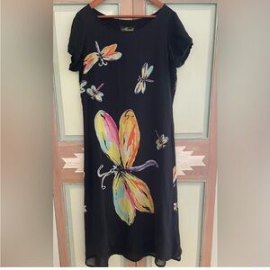 Mureli Collection | Dragonfly Print Maxi Dress. 100% Silk. Size Large.